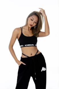 ACMEAURA爵士舞服装 黑色AA辣妹闺蜜街舞跳舞裹胸自带胸垫运动胸衣