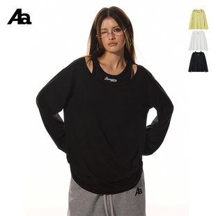 ACMEAURA 慵懒风宽松百搭打底上衣 复古设计感假两件T恤女春夏新款