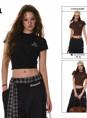 ACME AURA 原创设计感满天星短袖T恤女2025新款短款修身辣妹上衣