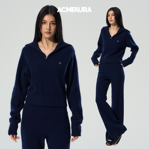 ACMEAURA羊毛针织衫女2025新款polo翻领上衣高级感超好看的针织衫