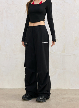 ACME AURA 工装裤女款春秋立体口袋字母绣花设计高腰速干舞蹈裤