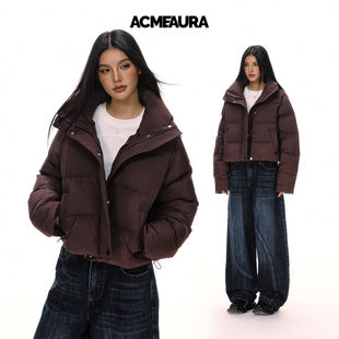 ACMEAURA羽绒服女2025冬新款 面包服休闲通勤百搭 90白鸭绒立领短款