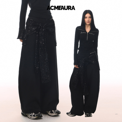 ACMEAURA可拆卸亮片飘带弯刀裤