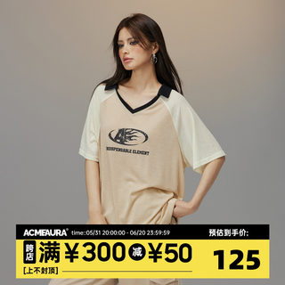 ACME AURA 短袖t恤女夏季2024新款小众纯棉宽松上衣