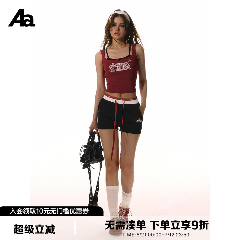 ACMEAURA腰部撞色刺绣抽绳短裤
