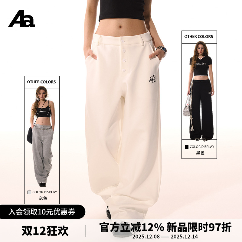 ACMEAURA复古刺绣休闲阔腿裤