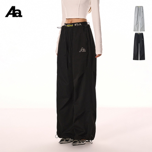 高腰显瘦机能风伞兵裤 ACMEAURA 字母LOGO橡筋双腰松紧休闲速干裤