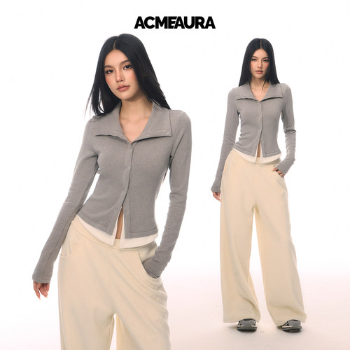 ACMEAURA复古翻领假两件上衣