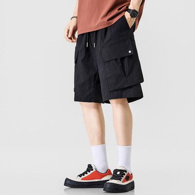 机能风工装短裤男士2026夏季冰丝薄款速干裤子美式外穿休闲五分裤