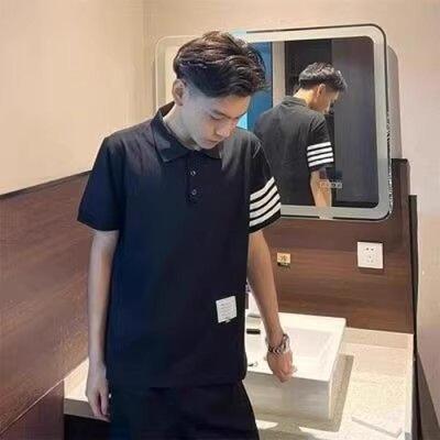 夏季潮牌四杆Polo衫男生翻领潮流T恤男青年帅气社会小伙休闲上衣