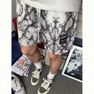 子直筒五分裤 美式 健身运动跑步冰丝裤 男夏季 蟒理凉感休闲短裤