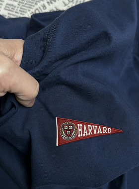 26SS美式复古哈佛校徽印花270g重磅纯棉简约百搭圆领短袖T恤男女