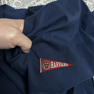 26SS美式复古哈佛校徽印花270g重磅纯棉简约百搭圆领短袖T恤男女