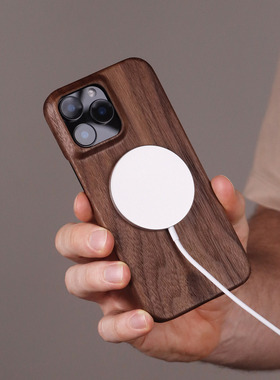 适用于苹果17 Pro Max磁吸款MagSafe木质制手机壳foriPhone air 16保护套高档实木头防摔木纹新款芳纶纤维