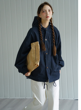 NBN cleanfit简约穿搭深藏青夹克男女款连帽秋装上衣复古休闲外套