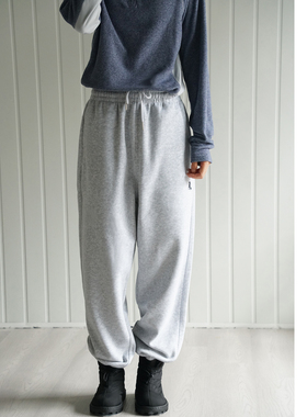 NBN 字母刺绣束口裤2026春款收口垂感宽松卫裤男女运动休闲裤灰色