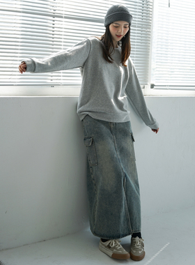 NBN/假两件原创打底针织衫秋冬纯色通勤citywalk针织毛衫休闲上衣