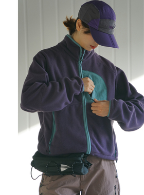 NBN 春秋双面摇粒绒山系外套户外运动风拼色立领开衫卫衣男女上衣