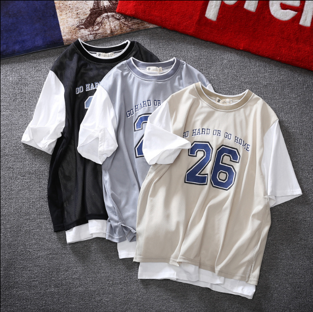 夏季韩国街头篮球衣服短袖原宿bf风数字印花假两件情侣T恤男女潮|ruв категории Мужская одежда, футболка - от Buy2taobao.com для оказания профессиональной услуги покупки агента Taobao