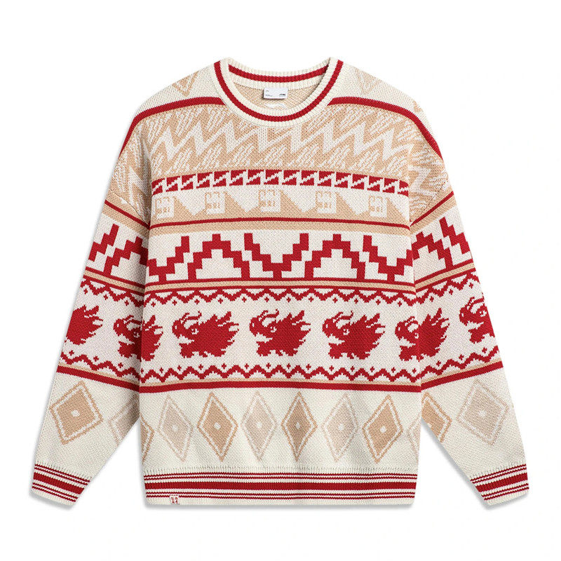 리 닝 스포츠 스웨터 2024 봄 새로운 RIJIN DOU 골든 드래곤 년 패션 남자의 느슨한 니트 스웨터 AMBU025