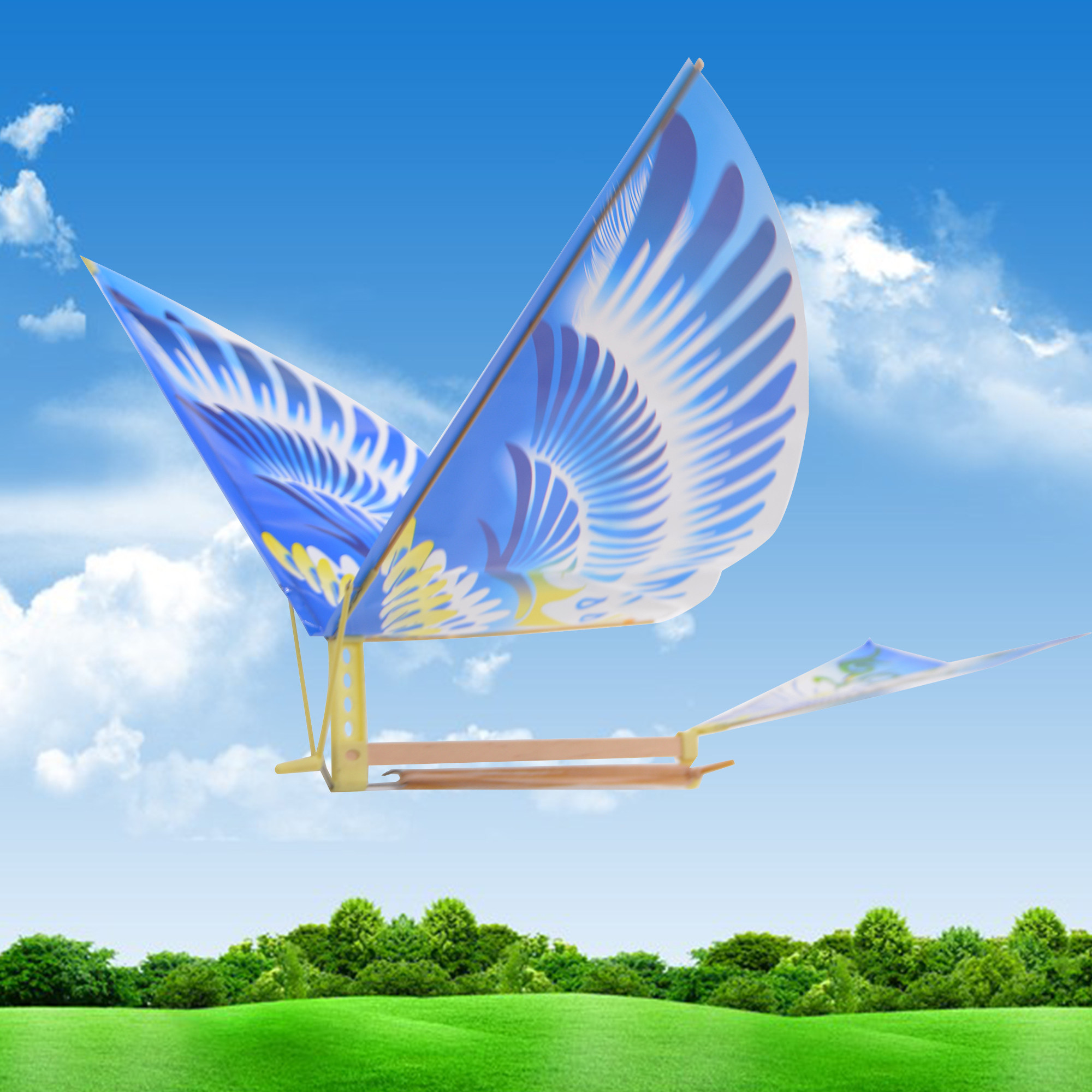 橡皮筋扑翼机飞飞鸟鲁班鸟飞机木质儿童模型航模手工拼装玩具