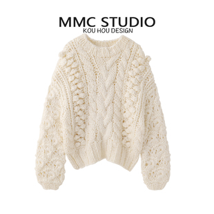 秋冬加厚套头毛衣女麻花直筒棒针织衫 慵懒风外搭上衣休闲长袖