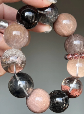 天然发晶兔毛异象幽灵水晶手链