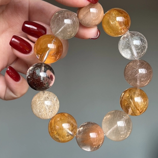 天然招财转运多宝手串金发晶异象幽灵水晶手链女款圆珠原创饰品30