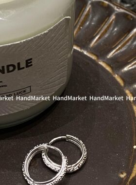 925银戒指 【纹理素圈】韩系圈圈耳环气质小众设计感耳圈耳扣0307