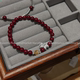 925银手链 安哥拉红手串 手工气质轻奢复古红色简约0128