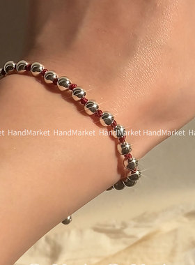 足银手链 【好柿银珠抽拉手链】原创设计女通用民族风时尚手工手