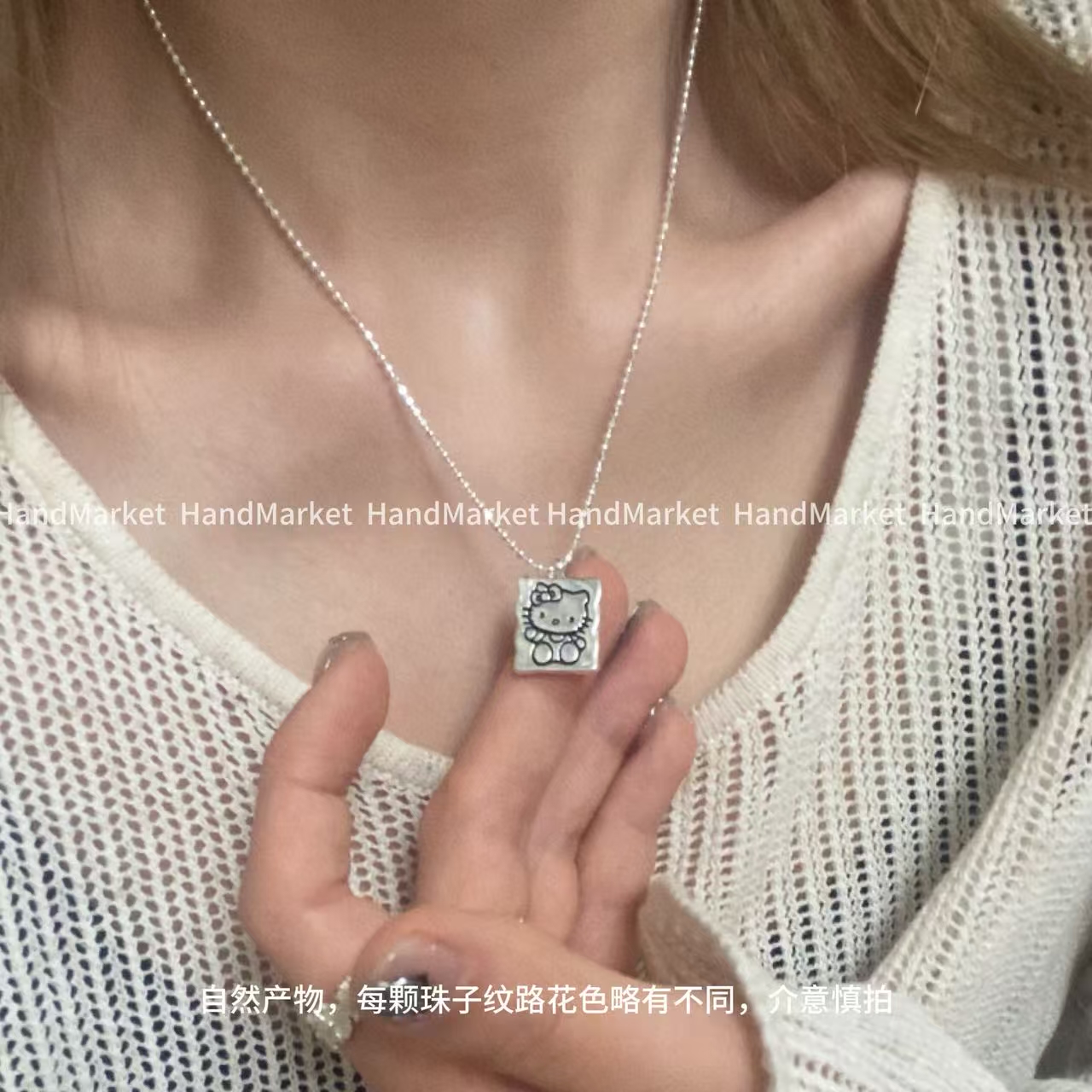 吊坠925银 JIUJIU【kitty饼干项链】手工时尚可爱百搭潮流韩系