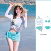 三件套辣妹度假游泳衣温泉 性感聚拢修身 比基尼泳衣女高级新款 爆款