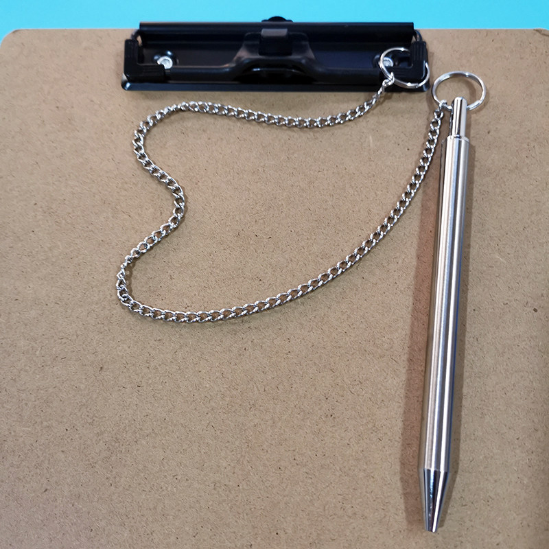 不锈钢圆珠笔全金属笔杆按动签字笔文件夹书写笔可固定桌面带线链条台笔带孔防丢失食品公司办公专用原子笔,文具电教/文化用品/商务用品,圆珠笔,淘宝优惠券,粉丝福利购,淘宝优惠卷