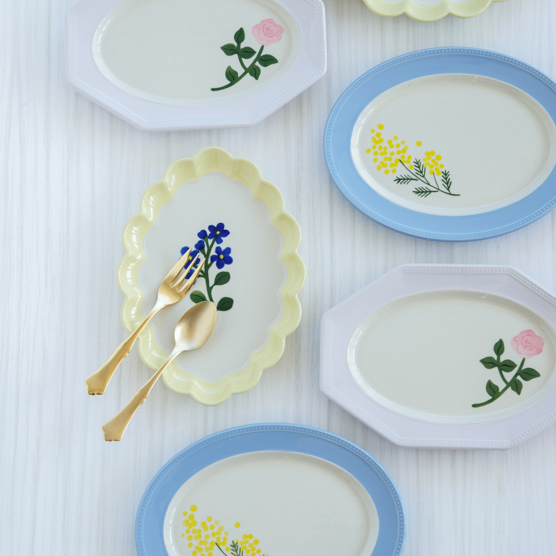 花朵瓷盘花儿咖啡杯彩色花杯垫