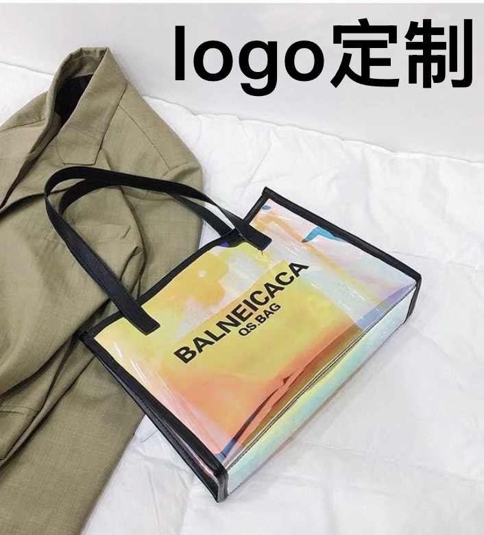 镭射包包女大容量新款时尚单肩果冻包游泳健身包休闲透明手提包袋