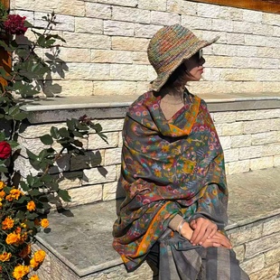 克什米尔羊绒披肩围巾轻薄优雅冬季民族风女士