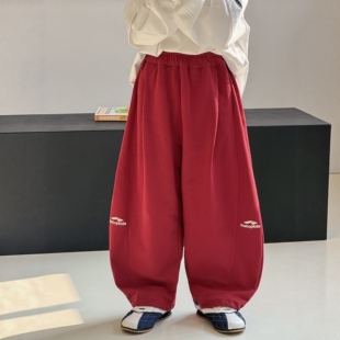 男童女童多色运动裤2026春季新款儿童韩版宽松潮裤时髦彩色长裤