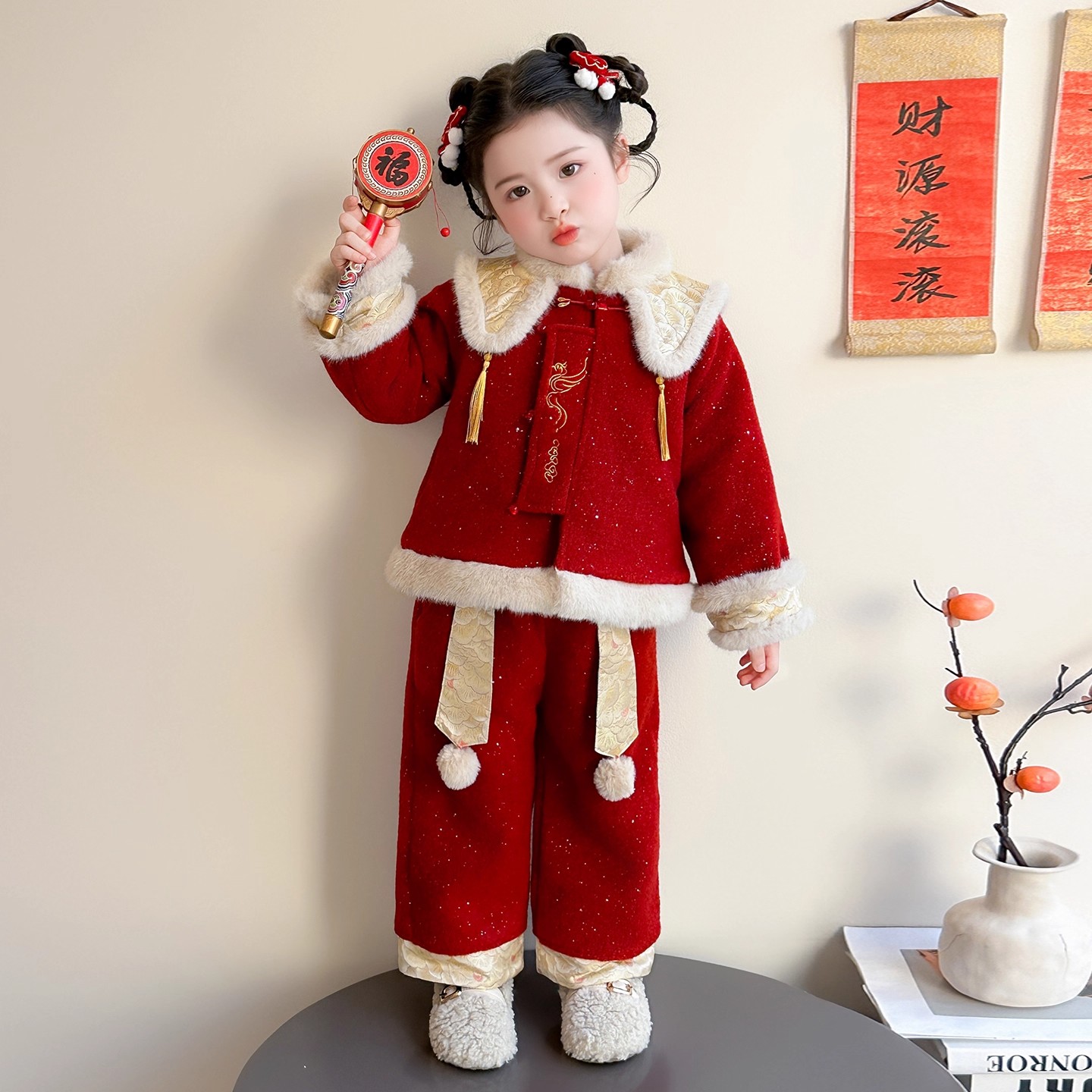 QKIKT汉服女童国风加绒套装