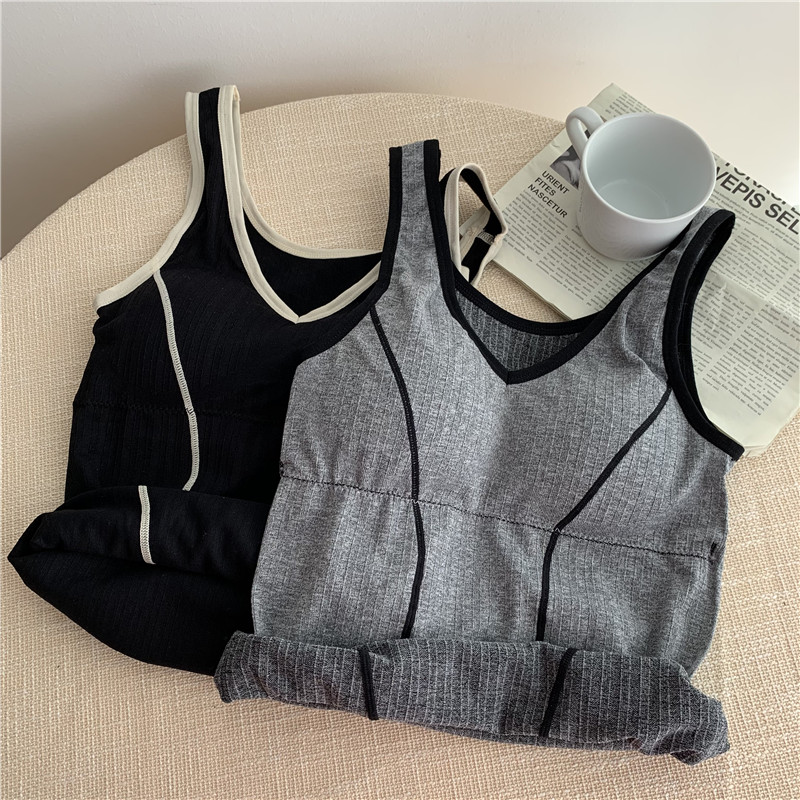 Real shot real price Korean shaped thin vest seamless steel ring with chest pad anti light sling backing vest