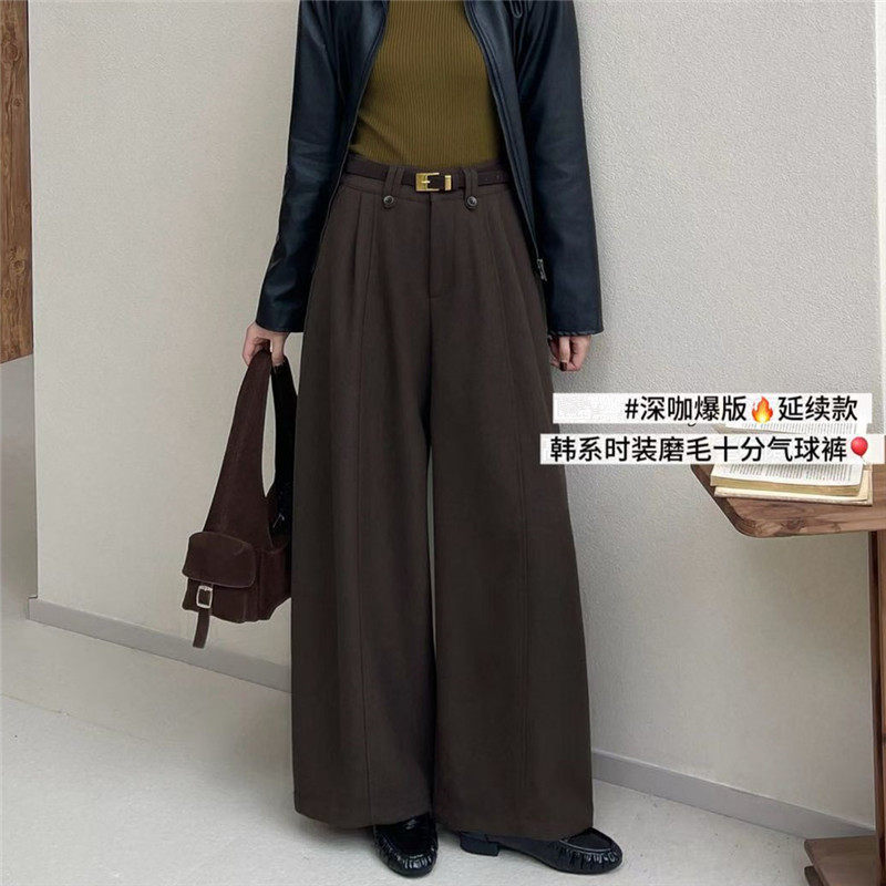 韩系秋冬加厚高腰垂感气球西裤