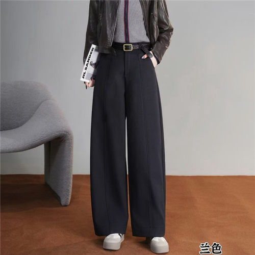 秋冬高腰显瘦休闲弯刀阔腿裤女