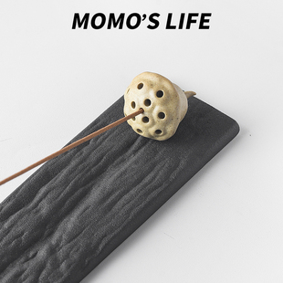 手作陶瓷莲蓬香插创意禅意家用熏香炉线香插香座香托香道器具 日式