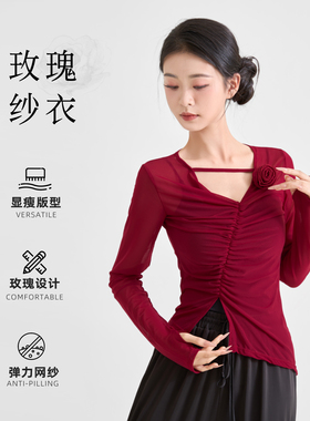 中国舞古典舞身韵服纱衣长袖练功服形体集女训艺考舞蹈服上衣纱衣