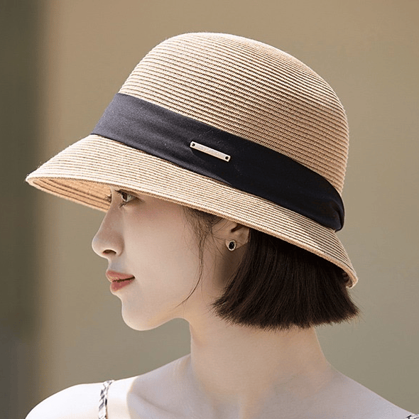 夏天草帽女2024新款百搭遮阳帽手工编织百搭女士韩版赫本风渔夫帽