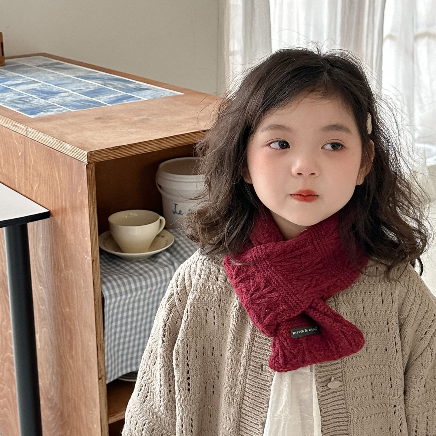 儿童针织围巾秋冬季ins保暖围脖