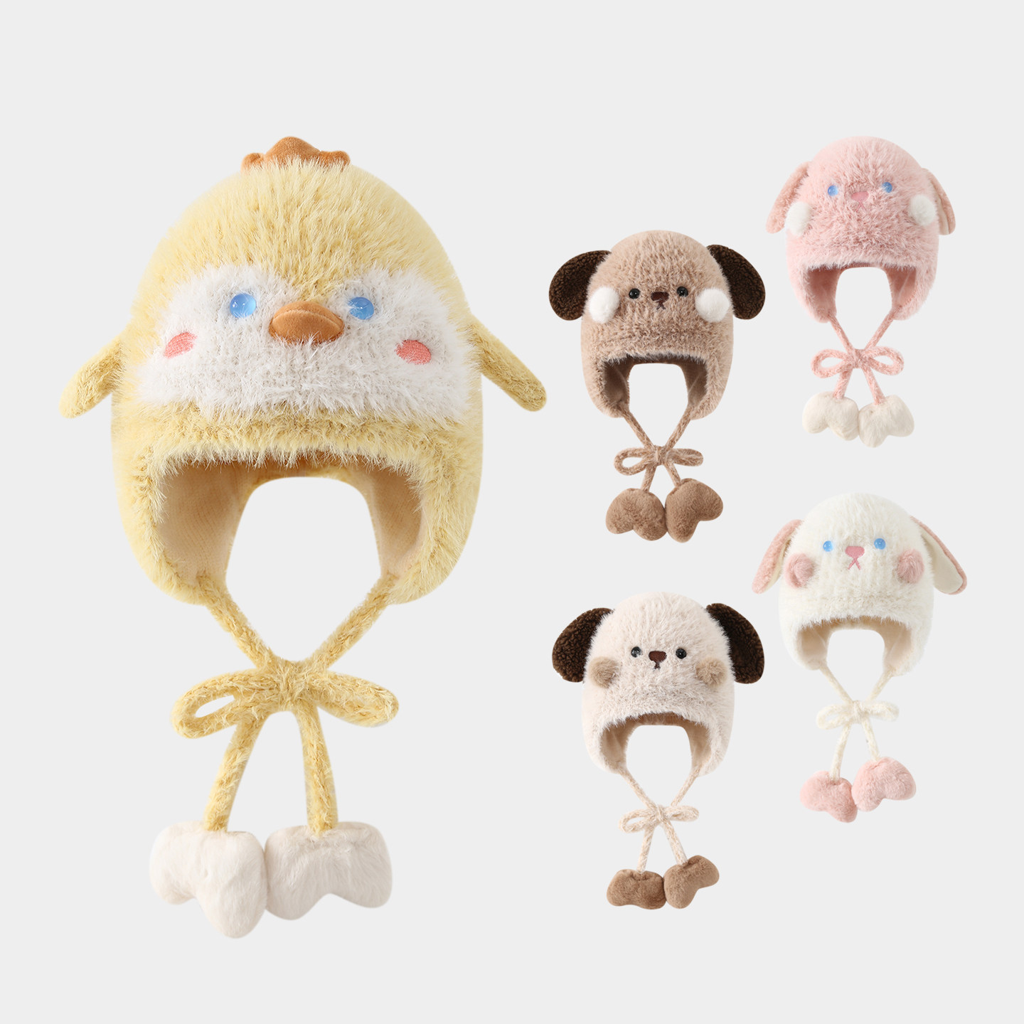 儿童卡通小鸭护耳帽子保暖毛绒帽