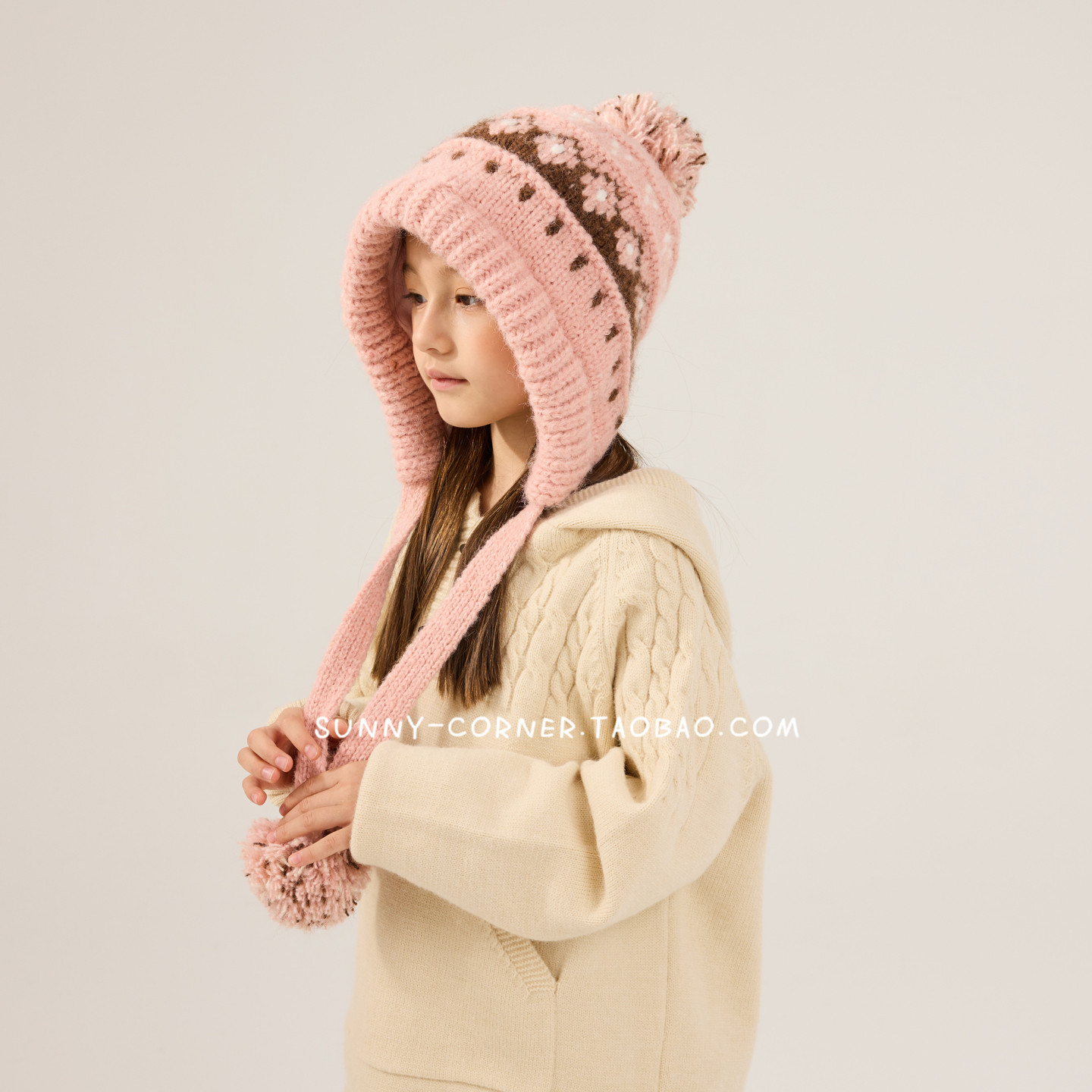 儿童针织帽可爱毛球护耳帽