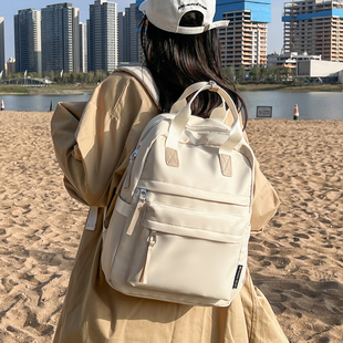 牛津布双肩包女大学生简约时尚美式校园书包大容量背包2022新款