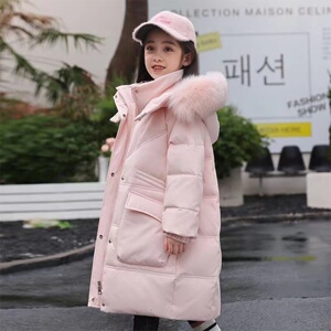 中长款儿童羽绒服2023年新款洋气宝宝加厚中大童女孩儿韩版外套潮